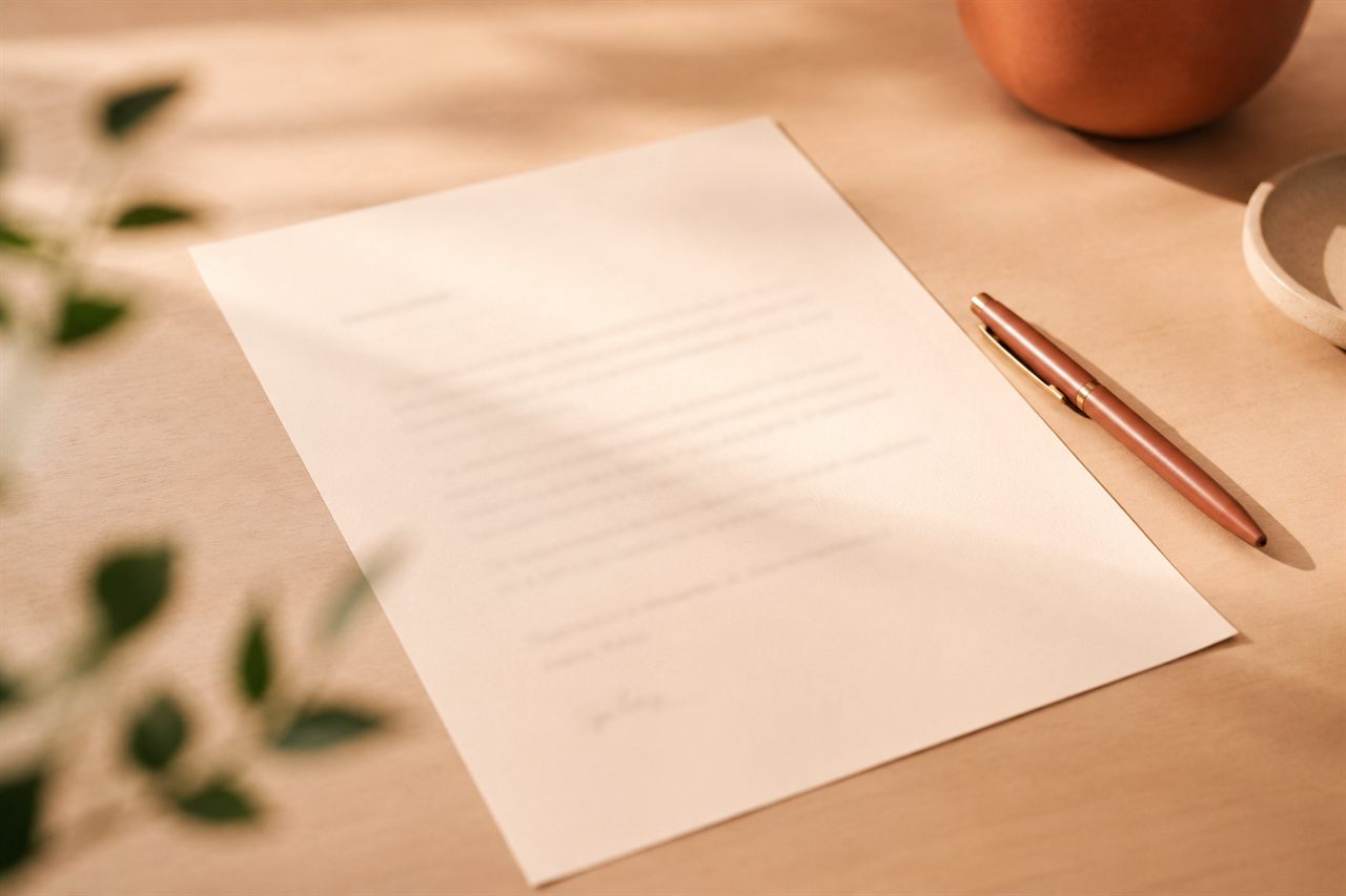A tailored cover letter on a warm desk