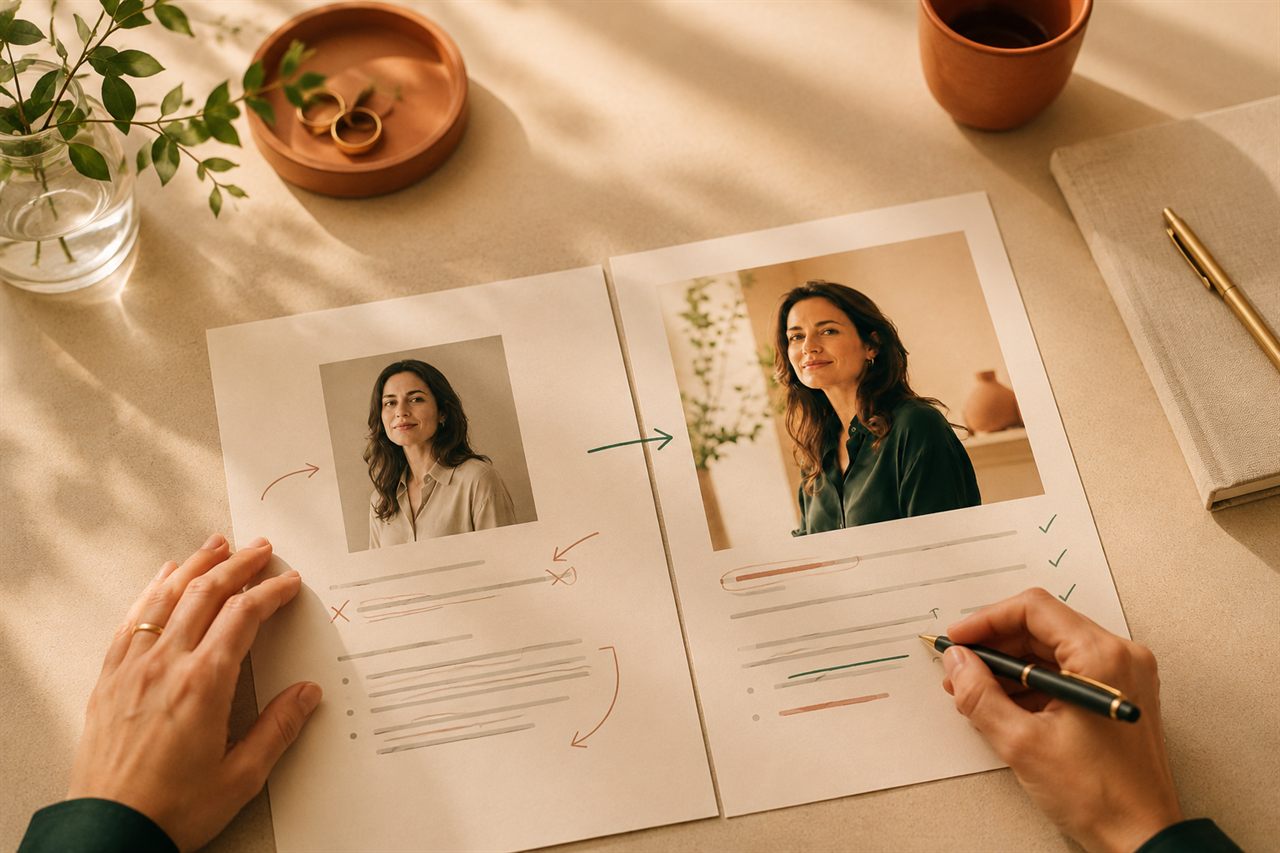 A LinkedIn profile being rewritten by hand